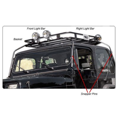 1987 1995 Jeep Wrangler (YJ) Cargo Rack   WP Warrior Products, Direct fit, 400 lbs.