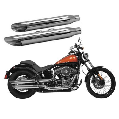 Rush Slip On Mufflers   Softail FLSTN And Softail Deluxe Models